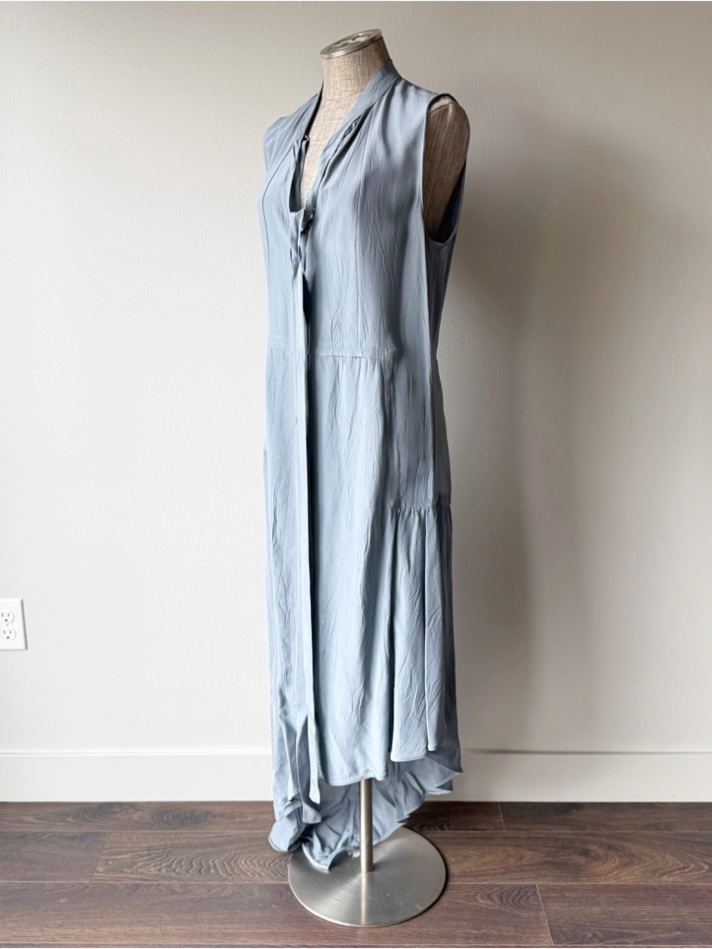 Marni Blue Asymmetric Creased Viscose Dress - Picture 7 of 17